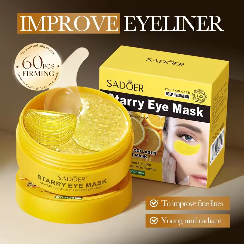 60pcs SADOER Vitamin C Crystal - огляд і ціна Collagen Under Eye Patches