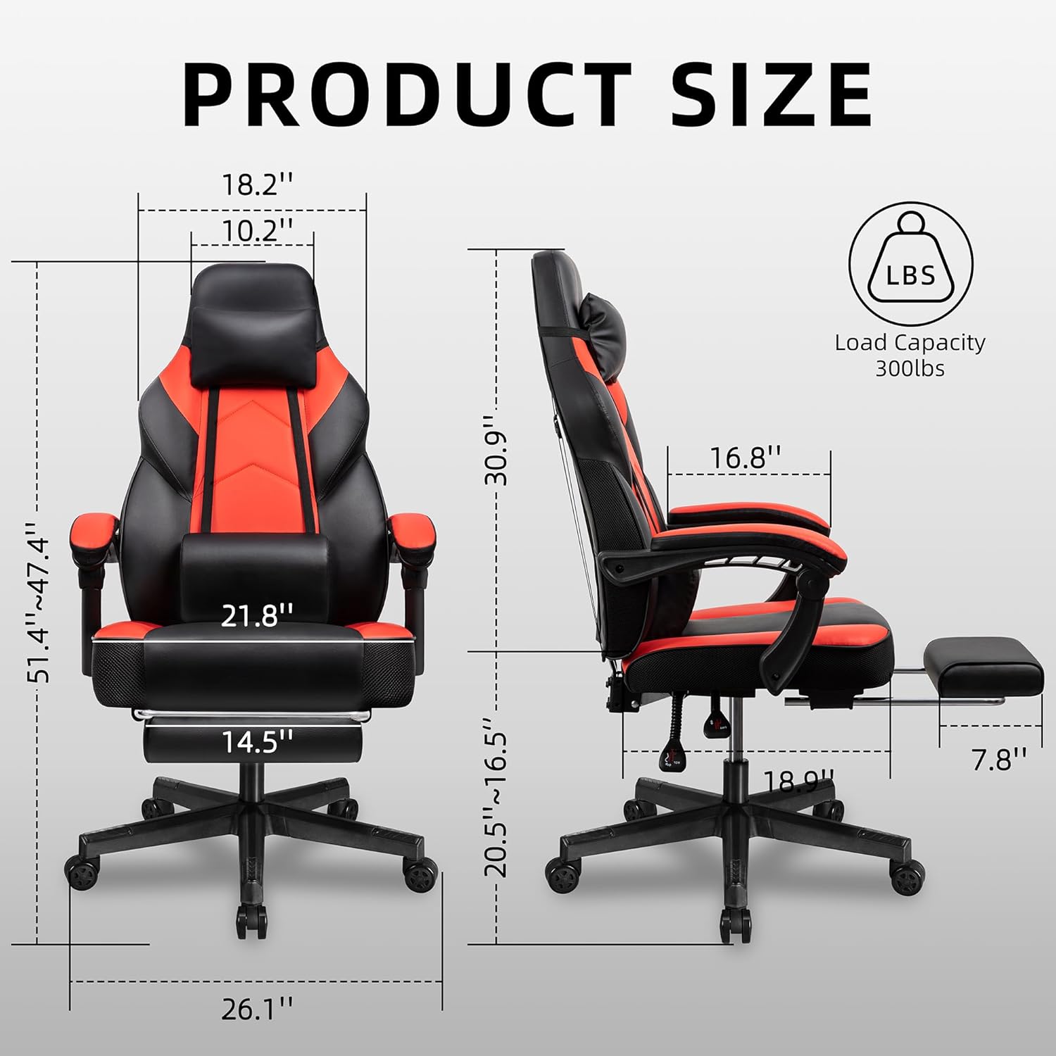 Gaming Chair with Footrest, Ma - огляд і ціна Massage