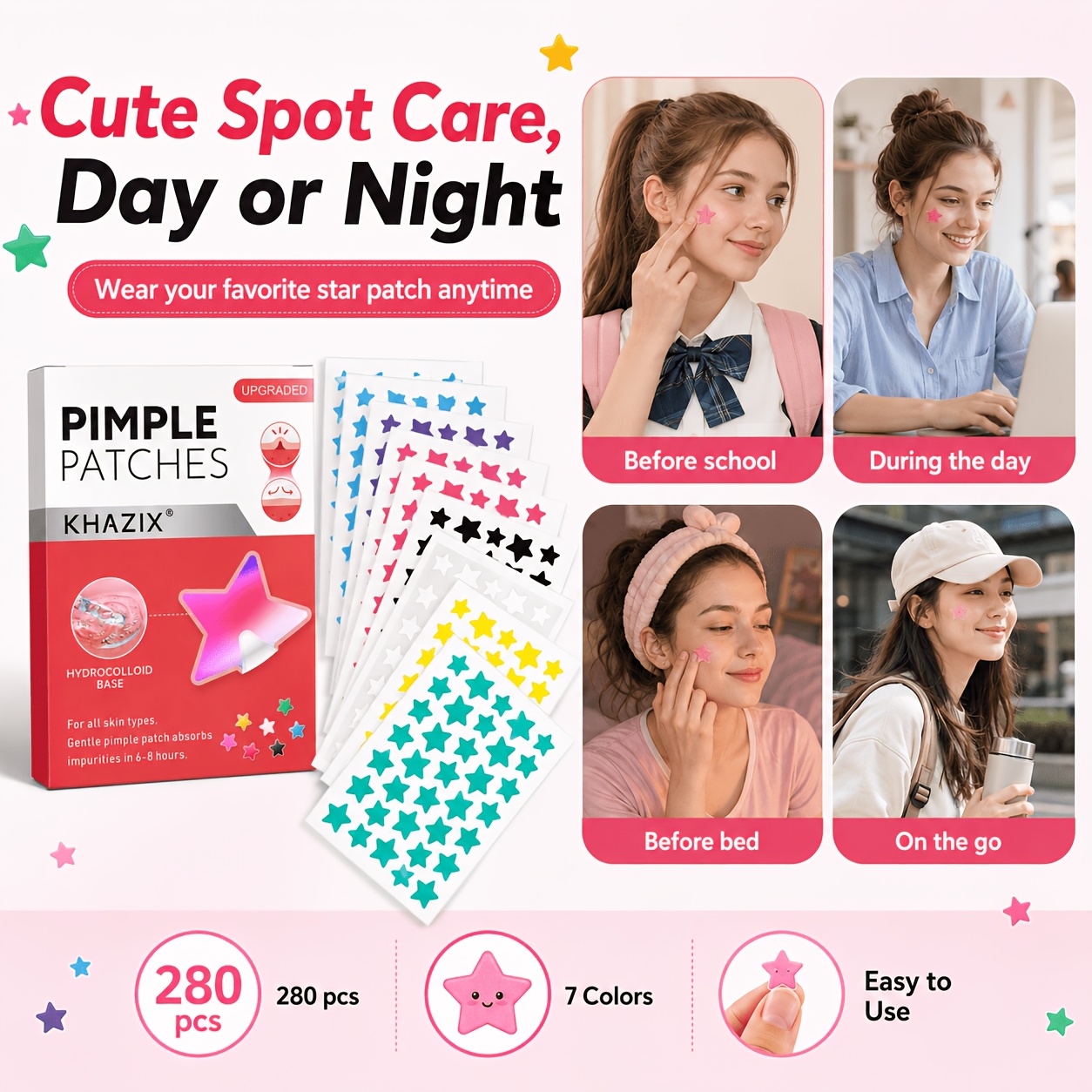 280pcs Star Pimple Patches, 7  - огляд і ціна Hydrocolloid Pimple Patch