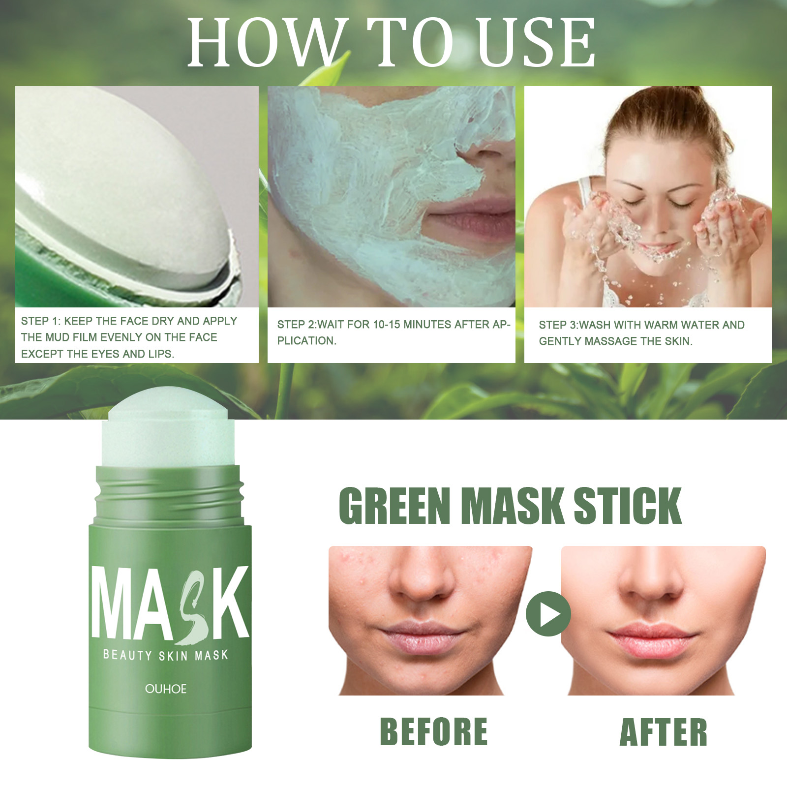 Green Tea Solid Mask Stick - D - огляд і ціна Green Tea Cleansing Clay Mask